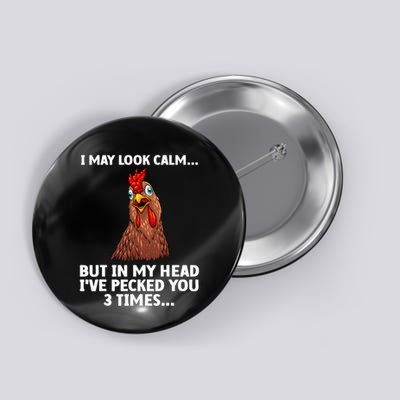 Funny Chicken Design Poultry Chicken Farmer Button