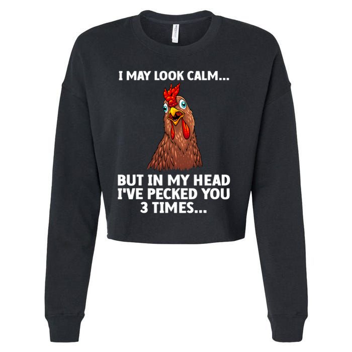 Funny Chicken Design Poultry Chicken Farmer Cropped Pullover Crew