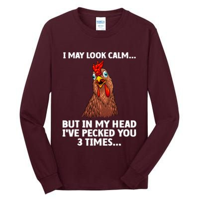 Funny Chicken Design Poultry Chicken Farmer Tall Long Sleeve T-Shirt