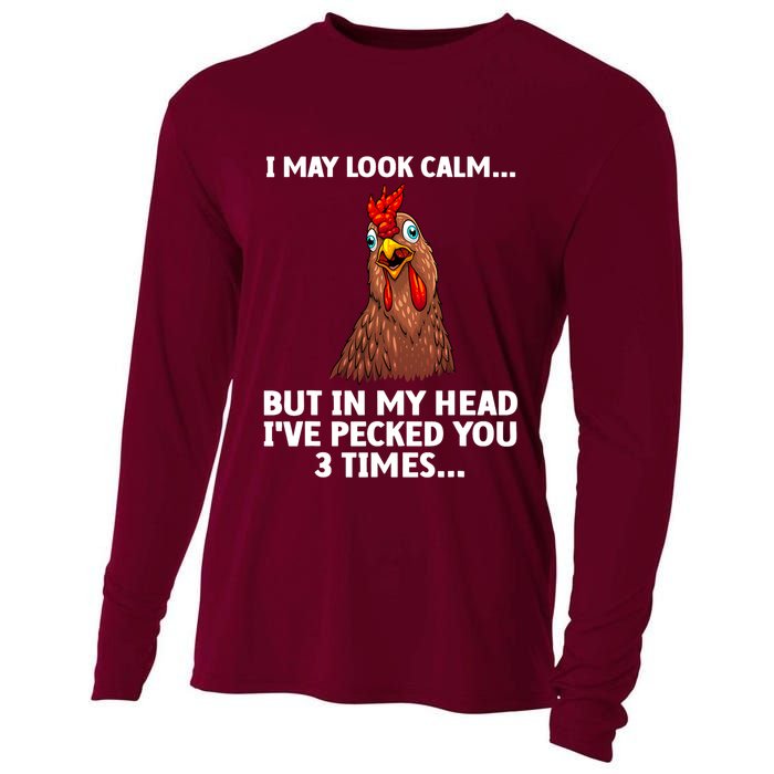 Funny Chicken Design Poultry Chicken Farmer Cooling Performance Long Sleeve Crew