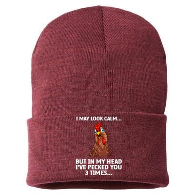 Funny Chicken Design Poultry Chicken Farmer Sustainable Knit Beanie