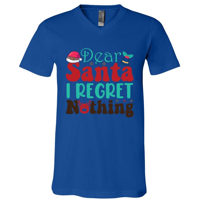 Funny Christmas Dear Santa I Regret Nothing Gift V-Neck T-Shirt