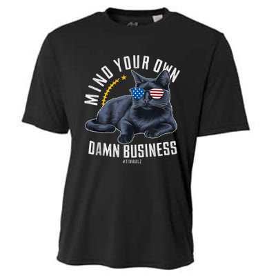 Funny Cat Design Mind Your Own Damn Business Cooling Performance Crew T-Shirt