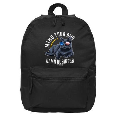 Funny Cat Design Mind Your Own Damn Business 16 in Basic Backpack