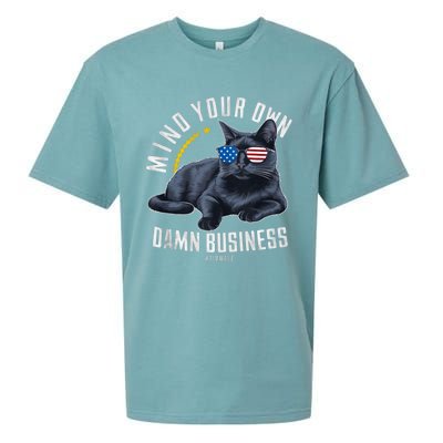 Funny Cat Design Mind Your Own Damn Business Sueded Cloud Jersey T-Shirt