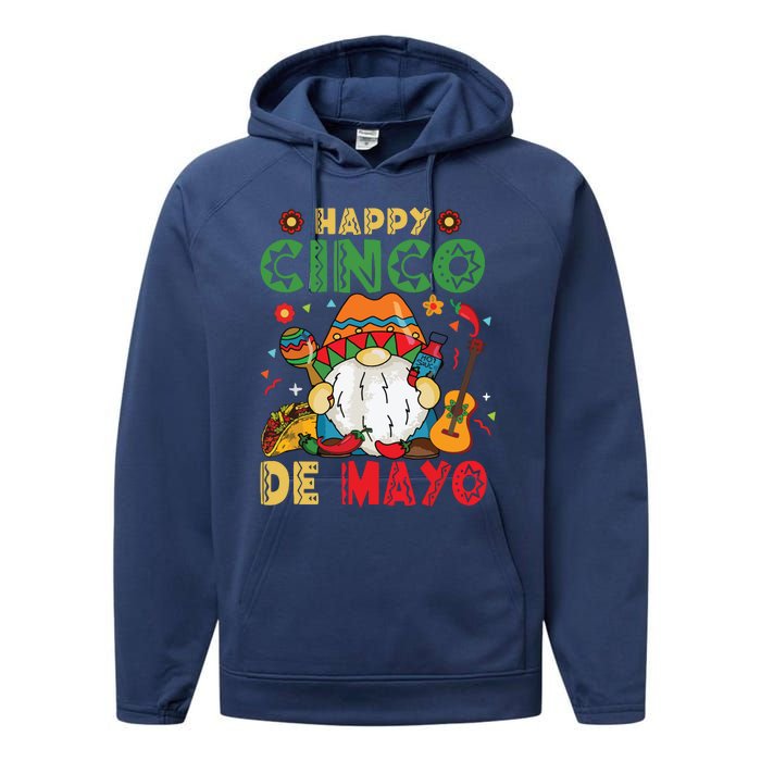 Funny Cinco De Mayo With My Gnomies Trio Gnomes Performance Fleece Hoodie