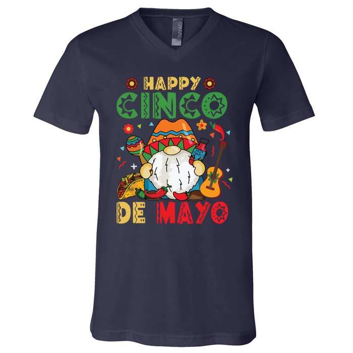 Funny Cinco De Mayo With My Gnomies Trio Gnomes V-Neck T-Shirt