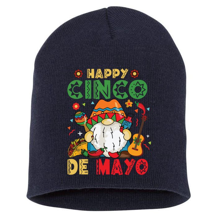 Funny Cinco De Mayo With My Gnomies Trio Gnomes Short Acrylic Beanie