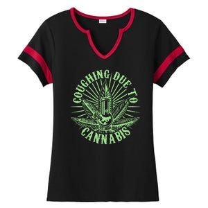 Funny Coughing Due To Cannabis Ladies Halftime Notch Neck Tee