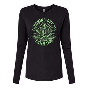 Funny Coughing Due To Cannabis Womens Cotton Relaxed Long Sleeve T-Shirt