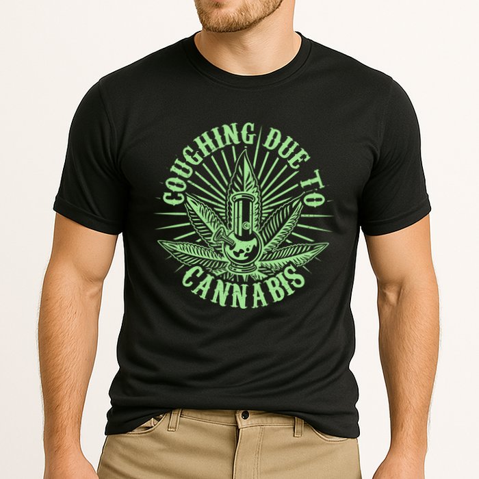 Funny Coughing Due To Cannabis Cooling Performance Crew T-Shirt