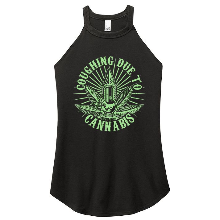 Funny Coughing Due To Cannabis Women's Perfect Tri Rocker Tank