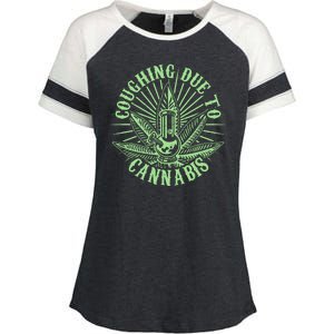 Funny Coughing Due To Cannabis Enza Ladies Jersey Colorblock Tee