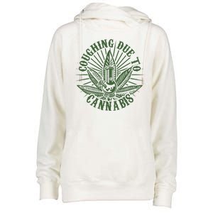 Funny Coughing Due To Cannabis Womens Funnel Neck Pullover Hood