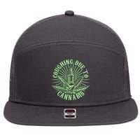 Funny Coughing Due To Cannabis 7 Panel Mesh Trucker Snapback Hat