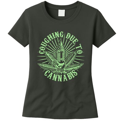 Funny Coughing Due To Cannabis Womens T-Shirt