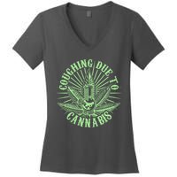 Funny Coughing Due To Cannabis Women's V-Neck T-Shirt