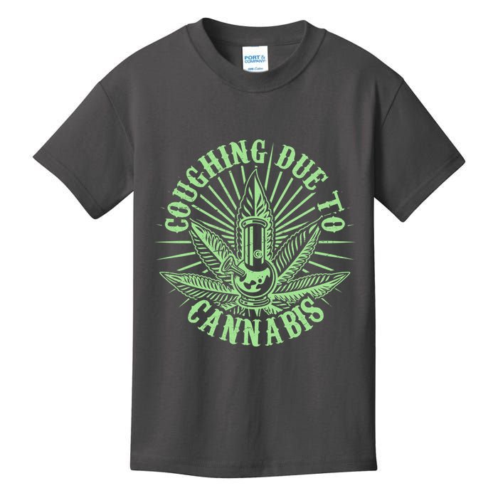 Funny Coughing Due To Cannabis Kids T-Shirt