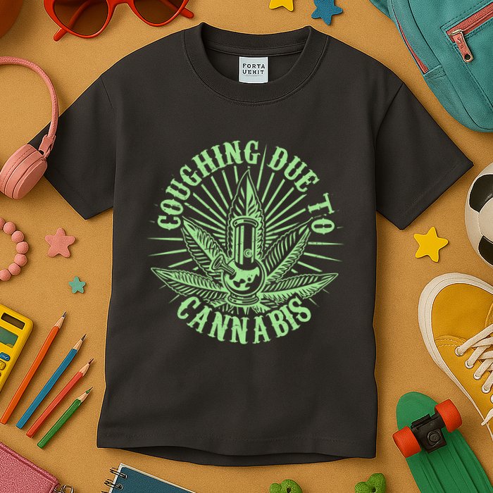 Funny Coughing Due To Cannabis Kids T-Shirt