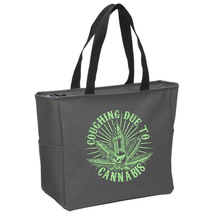 Funny Coughing Due To Cannabis Zip Tote Bag