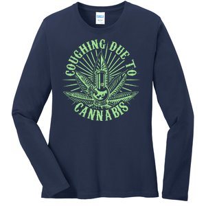 Funny Coughing Due To Cannabis Ladies Long Sleeve Shirt