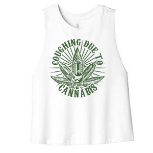 Funny Coughing Due To Cannabis Women's Racerback Cropped Tank