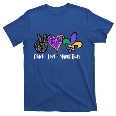 Funny Carnival Design For Hippies Peace Love Mardi Gras Gift T-Shirt