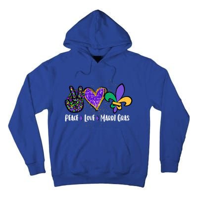 Funny Carnival Design For Hippies Peace Love Mardi Gras Gift Tall Hoodie