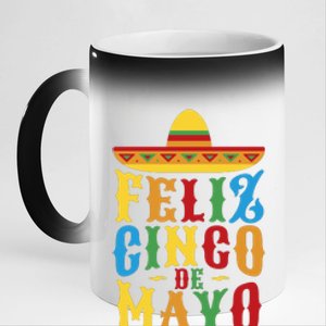 Feliz Cinco De Mayo 11oz Black Color Changing Mug