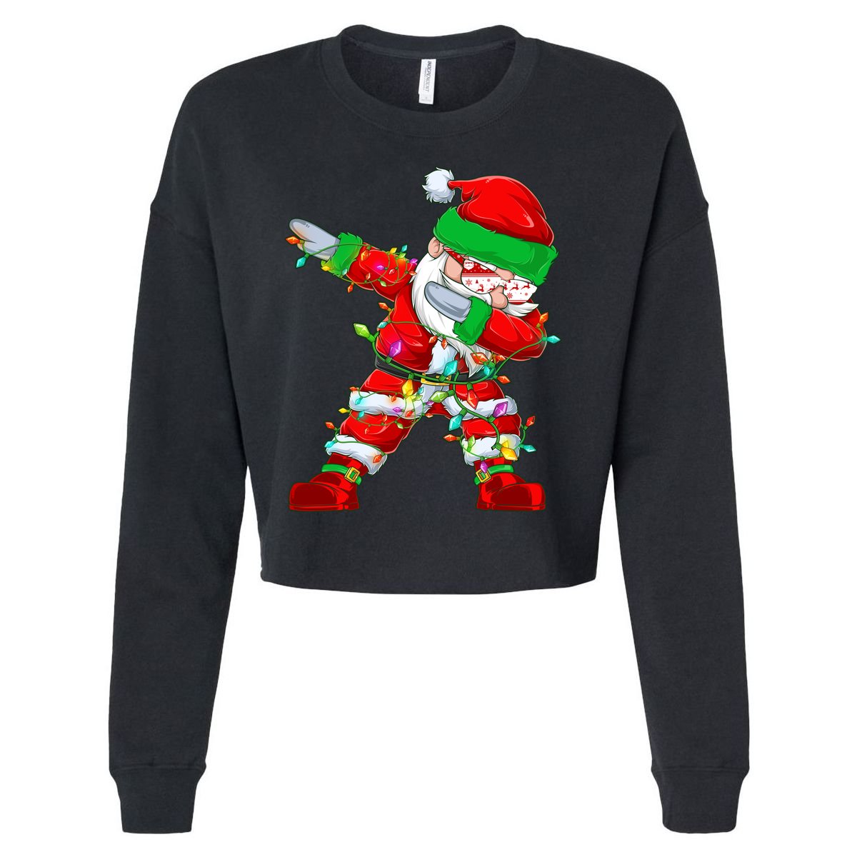 Funny Christmas Dabbing Santa Claus Cropped Pullover Crew