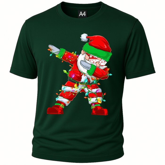 Funny Christmas Dabbing Santa Claus Cooling Performance Crew T-Shirt