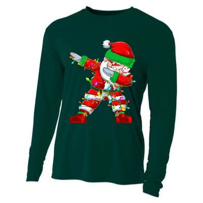 Funny Christmas Dabbing Santa Claus Cooling Performance Long Sleeve Crew