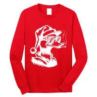 Funny Cool Duck Gangs Smoking Wearing Glasses Santa Hat Christmas Xmas Long Sleeve Shirt