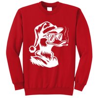 Funny Cool Duck Gangs Smoking Wearing Glasses Santa Hat Christmas Xmas Sweatshirt