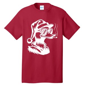 Funny Cool Duck Gangs Smoking Wearing Glasses Santa Hat Christmas Xmas Tall T-Shirt