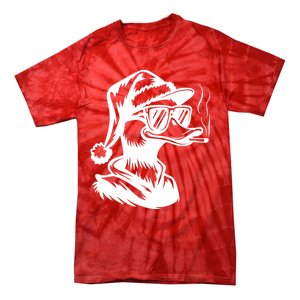 Funny Cool Duck Gangs Smoking Wearing Glasses Santa Hat Christmas Xmas Tie-Dye T-Shirt