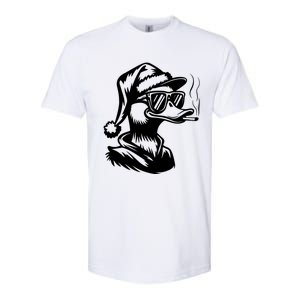 Funny Cool Duck Gangs Smoking Wearing Glasses Santa Hat Christmas Xmas Softstyle CVC T-Shirt