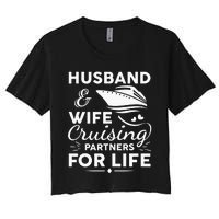 Funny Cruising Design For Husband Wife Couples Cruise Ship Women's Crop Top Tee