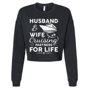 Funny Cruising Design For Husband Wife Couples Cruise Ship Cropped Pullover Crew