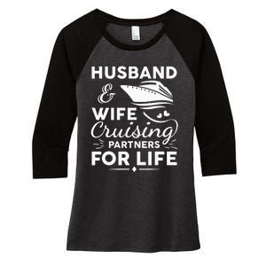 Funny Cruising Design For Husband Wife Couples Cruise Ship Women's Tri-Blend 3/4-Sleeve Raglan Shirt