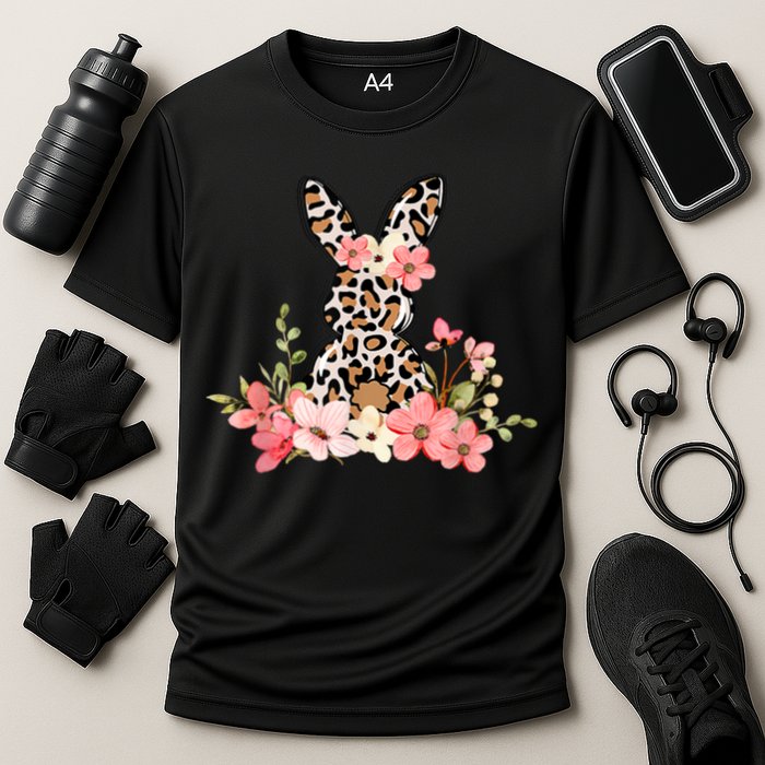 Floral Cheetah Easter Bunny Cooling Performance Crew T-Shirt
