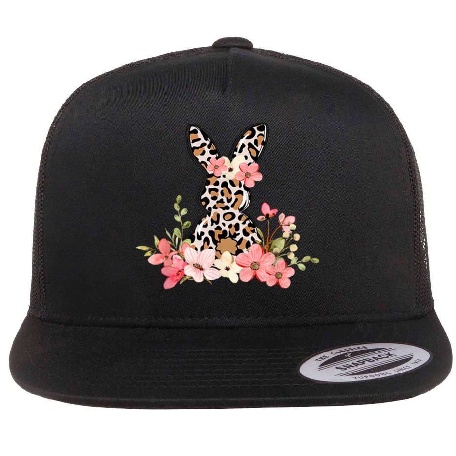 Floral Cheetah Easter Bunny Flat Bill Trucker Hat