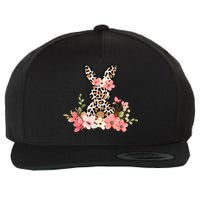 Floral Cheetah Easter Bunny Wool Snapback Cap