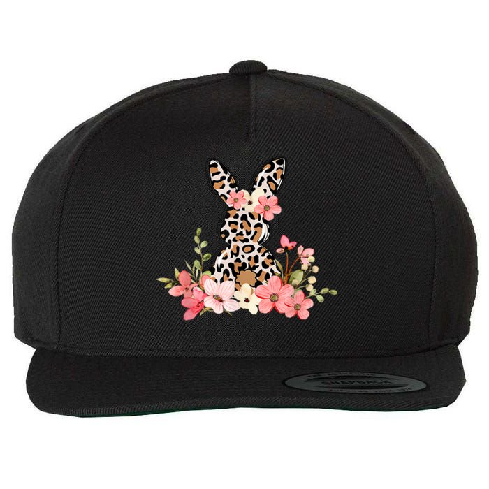 Floral Cheetah Easter Bunny Wool Snapback Cap