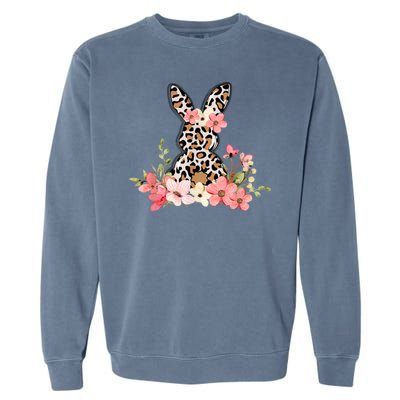 Floral Cheetah Easter Bunny Garment-Dyed Sweatshirt