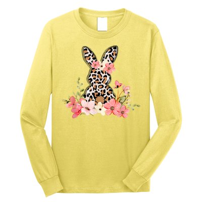 Floral Cheetah Easter Bunny Long Sleeve Shirt