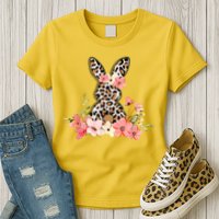 Floral Cheetah Easter Bunny Womens T-Shirt