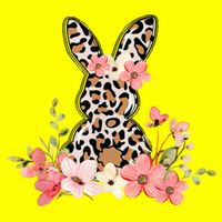 Floral Cheetah Easter Bunny Women's V-Neck T-Shirt