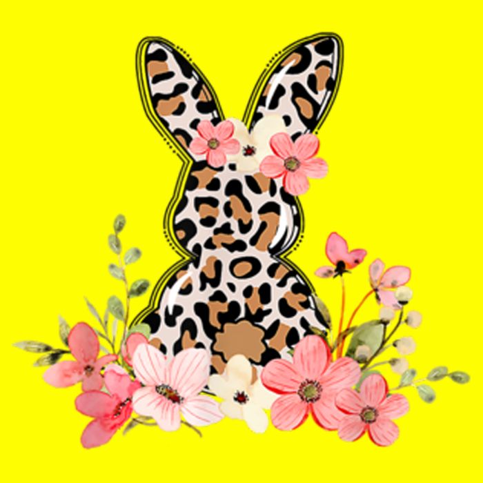 Floral Cheetah Easter Bunny Women's V-Neck T-Shirt