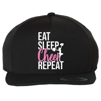 Funny Cute EAT SLEEP CHEER REPEAT Love Gift Wool Snapback Cap